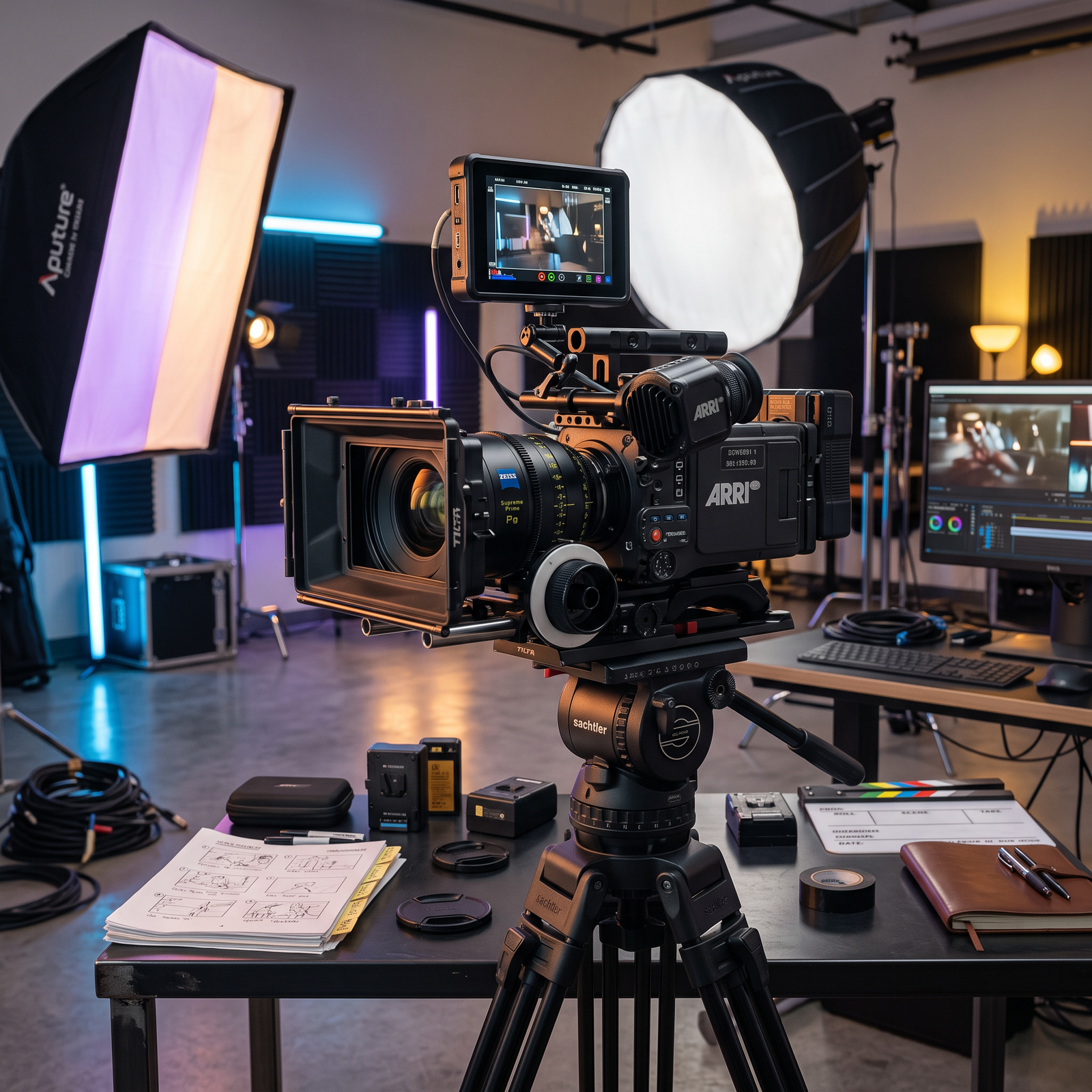 Professional cinema camera production setup