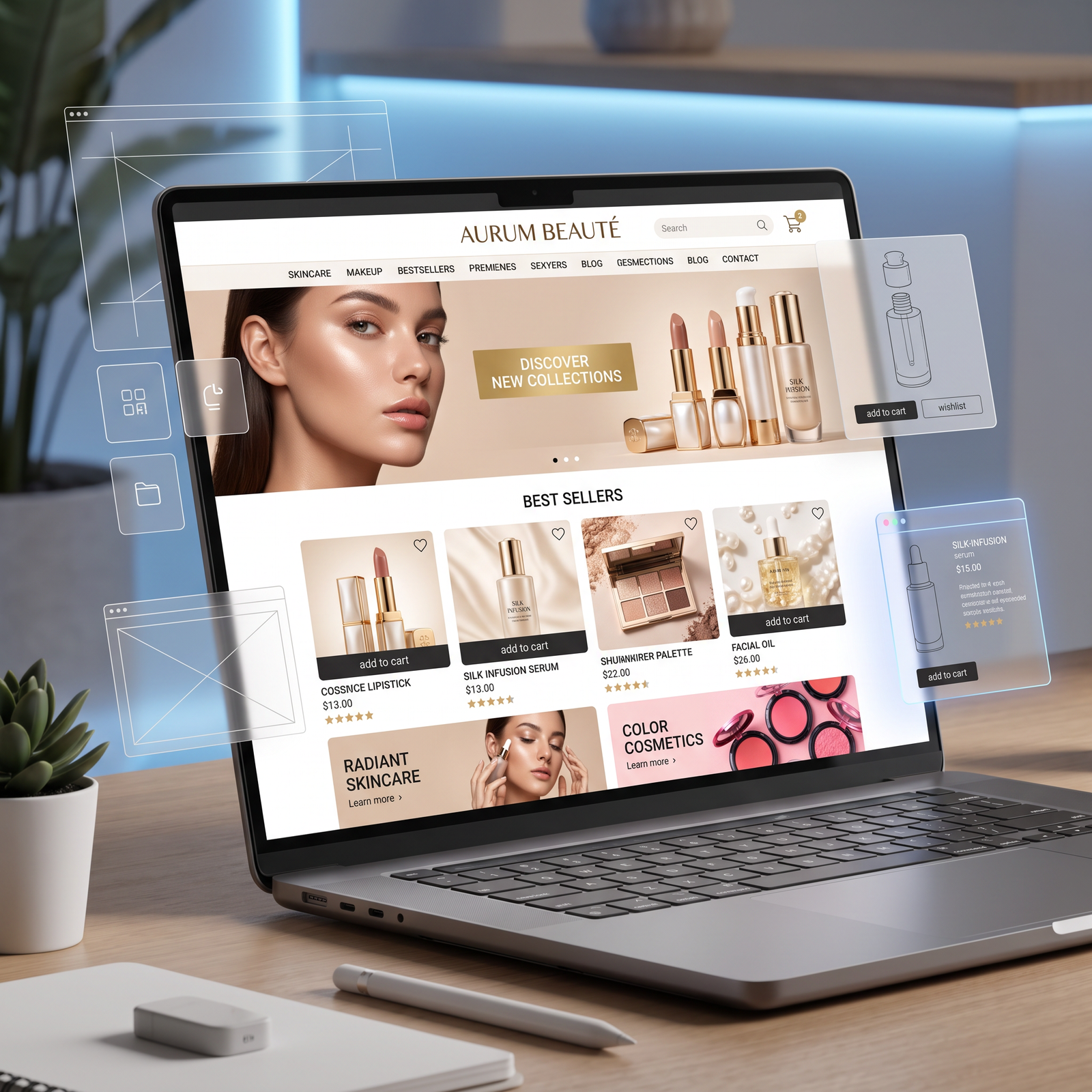 Laptop showing an online store interface
